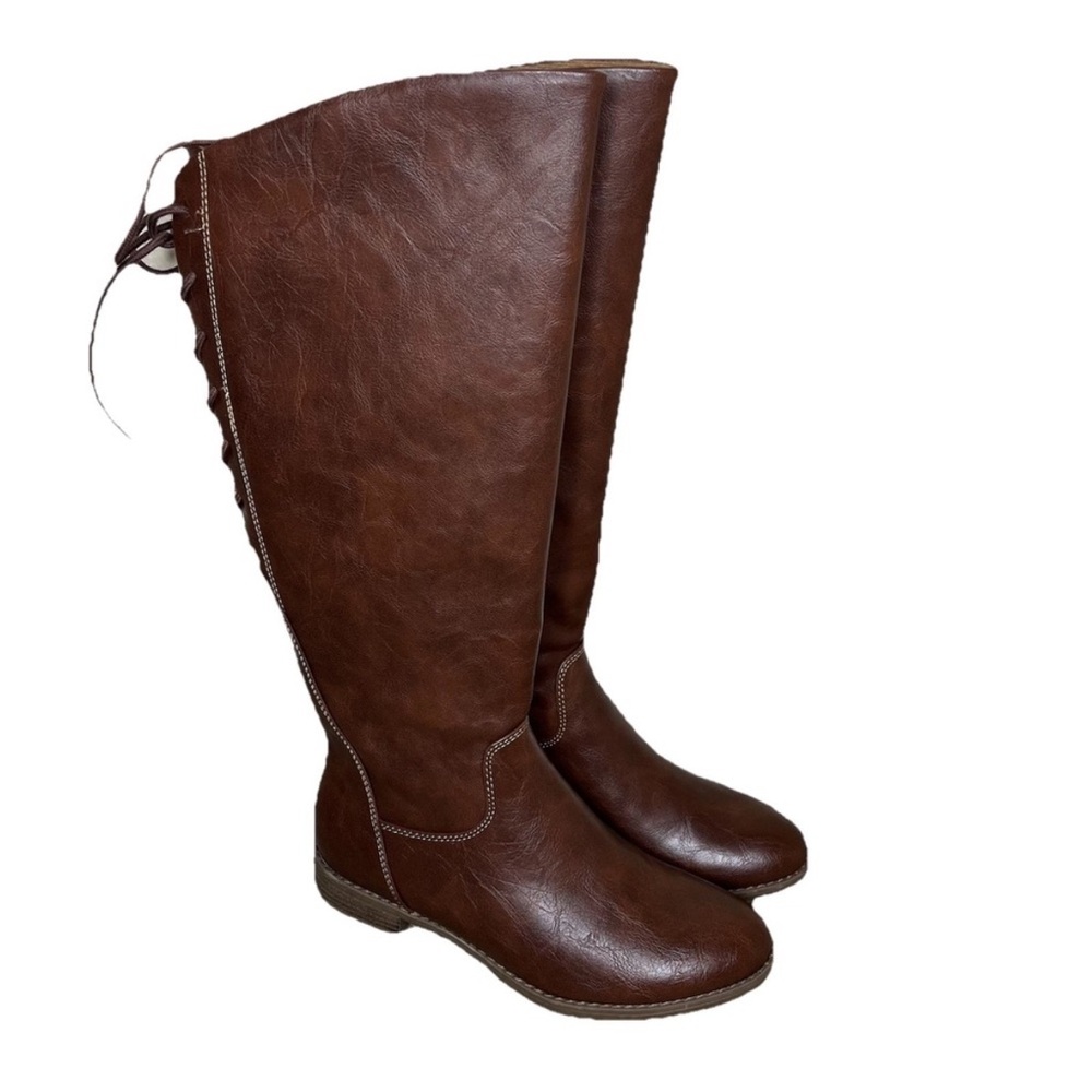 *Eurosoft Wenda Brown Riding Knee-High Adjustable Shaft Sz 9M Faux Leather Boots